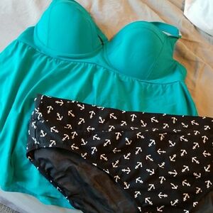 Torrid Teal and Black Anchor Swim Set